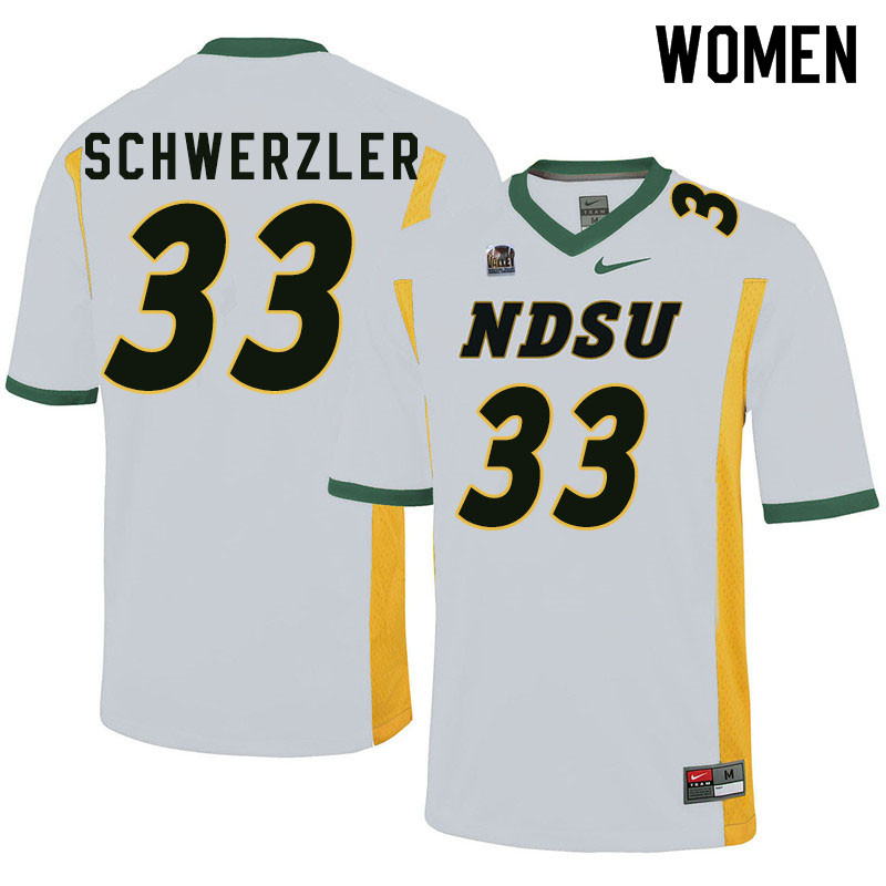 Women #33 Mason Schwerzler North Dakota State Bison College Football Jerseys Sale-White
